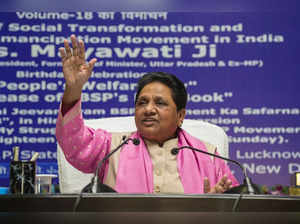 Lucknow: Bahujan Samaj Party (BSP) supremo Mayawati addresses a press conference...