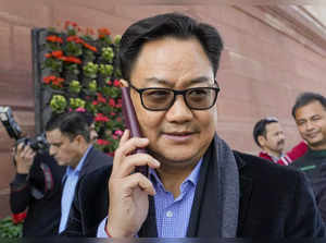 New Delhi: Union Minister for Law and Justice Kiren Rijiju at Parliament House c...