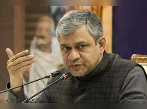 New Delhi: Union Railway Minister Ashwini Vaishnaw speaks at a press meet on the...