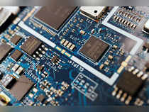 Illustration picture of semiconductor chips on a circuit board