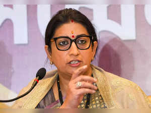 Kolkata: Union Minister of Women and Child Development Smriti Irani addresses a ...