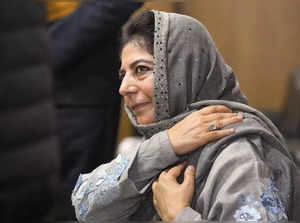 New Delhi: PDP chief Mehbooba Mufti addresses a press conference in New Delhi. (...