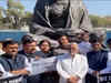 Budget session: Opposition MPs hold protest at Gandhi statue in Parliament complex over Adani issue