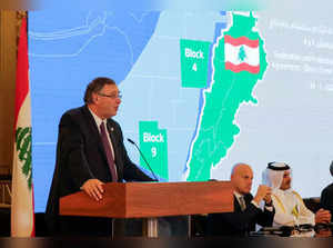 Chairman and CEO of Total Energies Patrick Pouyanne speaks during a joint signing ceremony for off-shore gas exploration in the capital Beirut on January 29, 2023. (Photo by ANWAR AMRO / AFP)