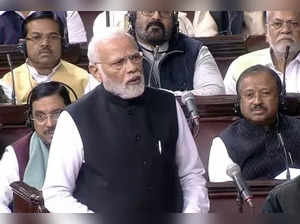 New Delhi: Prime Minister Narendra Modi speaks in Rajya Sabha during the ongoing budget session, in New Delhi on Thursday, Feb. 09, 2023. (Photo: Rajya Sabha/IANS)