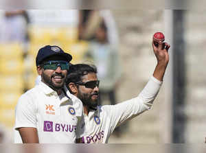 Nagpur: India's Ravindra Jadeja celebrates after dismissing Australia's Peter Ha...