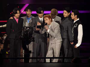 Los Angeles : BTS accepts the award for artist of the year at the American Music...
