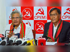 Agartala: CPI (M) General Secretary Sitaram Yechury with CPI(M) Tripura Secretar...