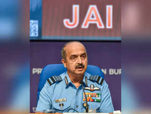 New Delhi: Air Chief Marshal V R Chaudhari during a press conference at National...