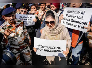 New Delhi: Peoples Democratic Party (PDP) chief Mehbooba Mufti during a protest ...