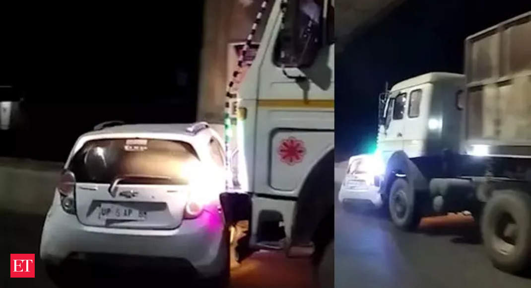 Watch: Drunk truck driver drags car with 4 passengers for several kilometres in Meerut