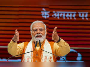 New Delhi: Prime Minister Narendra Modi speaks during the inauguration of the ye...