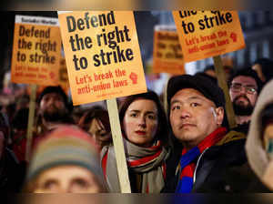 FILE PHOTO: Trade Unions protest outside London's Downing Street for the right to strike