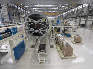 FILE PHOTO: An Airbus A321 is being assembled in the final assembly line hangar at the Airbus U.S. Manufacturing Facility in Mobile