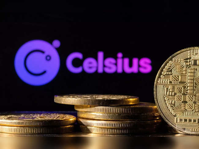 FILE PHOTO: llustration shows Celsius Network logo and representations of cryptocurrencies