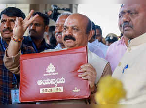 Bengaluru: Karnataka Chief Minister Basavaraj Bommai arrives to present the Stat...