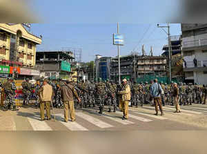 Itanagar: Security personnel deployed after violence erupted during the bandh ca...