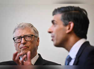 Britain's Prime Minister Rishi Sunak and Microsoft founder Bill Gates
