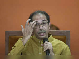 Mumbai: Former Maharashtra chief minister Uddhav Thackeray addresses a press con...