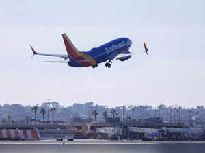 A Southwest airlines flight takes off from San Diego airport