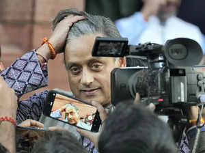 Congress MP Shashi Tharoor at Parliament complex