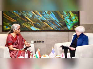 Bengaluru: Union Finance Minister Nirmala Sitharaman meets US Treasury Secretary Jenet Yellen ahead of the G20 FMCBG meeting, in Bengaluru on Thursday, February 23, 2023. (Photo: Twitter)