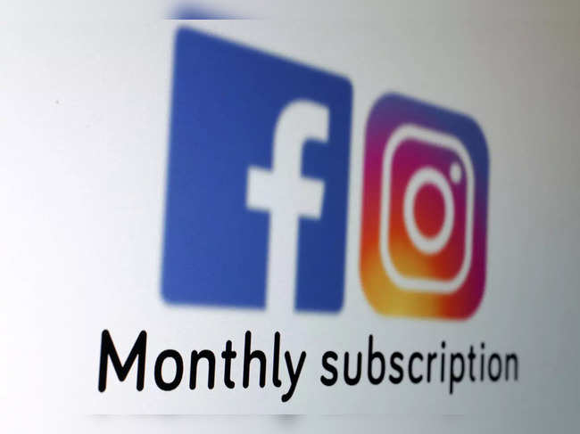 Illustration shows Facebook and Instagram logos and words "Monthly subscription