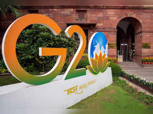New Delhi: G20 India Summit logo at the Ministry of Finance, in New Delhi. (PTI ...