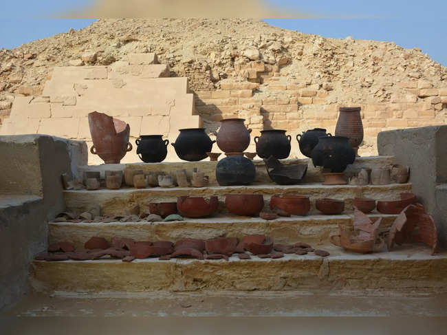 This handout photograph released by University of Tubingen and Saqqara Saite Tombs Project on January 31, 2023, shows vessels from the embalming workshop at The Saqqara Tombs Project in Saqqara, Egypt. A study released on February 1, 2023, reveals the ingredients used by ancient Egyptians for mummification, which influenced trade in the Mediterranean and up to Asia. - RESTRICTED TO EDITORIAL USE - MANDATORY CREDIT "AFP PHOTO/UNIVERSITY OF TUBINGEN/SAQQARA SAITE TOMBS PROJECT/M.ABDELGHAFFAR" - NO MARKETING NO ADVERTISING CAMPAIGNS - DISTRIBUTED AS A SERVICE TO CLIENTS (Photo by M.ABDELGHAFFAR / UNIVERSITY OF TUBINGEN/SAQQARA SAITE TOMBS PROJECT / AFP) / RESTRICTED TO