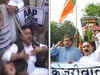 Delhi Liquorgate: Congress, BJP hold protests demanding resignation of CM Arvind Kejriwal