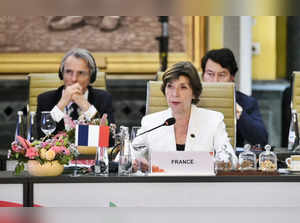 New Delhi: France's Minister of Europe and Foreign Affairs Catherine Colonna dur...