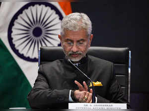 External Affairs Minister S. Jaishankar while addressing the media af...