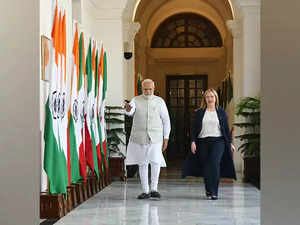 PM Modi meets Italian counterpart Giorgia Meloni at Delhi's Hyderabad House