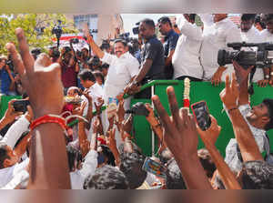 Chennai: AIADMK Interim General Secretary Edappadi K. Palaniswami waves at party...