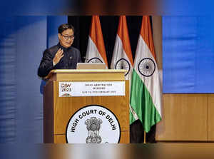 **EDS: IMAGE VIA @KirenRijiju** New Delhi: Union Law Minister Kiren Rijiju addre...