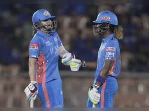 Mumbai: Mumbai Indians' batters Hayley Matthews and Nat Sciver-Brunt during the ...