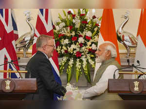 New Delhi: Prime Minister Narendra Modi and Prime Minister of Australia Anthony ...