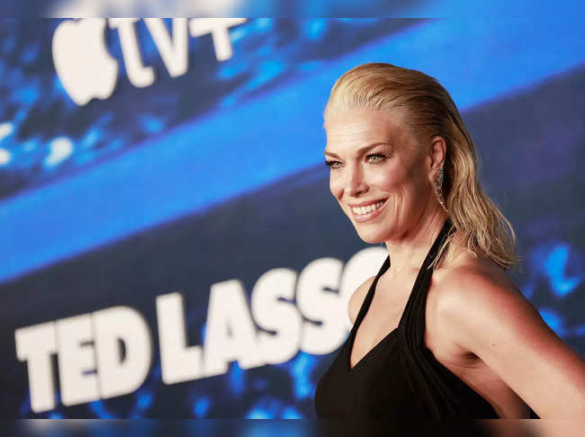 British actress Hannah Waddingham arrives for the season three premiere of "Ted Lasso" at the Village Theater in Los Angeles, California, on March 7, 2023.  (Photo by Michael Tran / AFP)