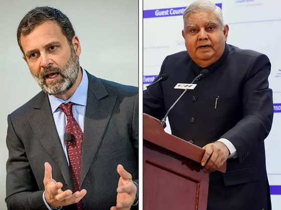 rahul gandhi: Jagdeep Dhankhar again hits out at Rahul Gandhi, says 'mics  were turned off during emergency, not now' - The Economic Times Video | ET  Now