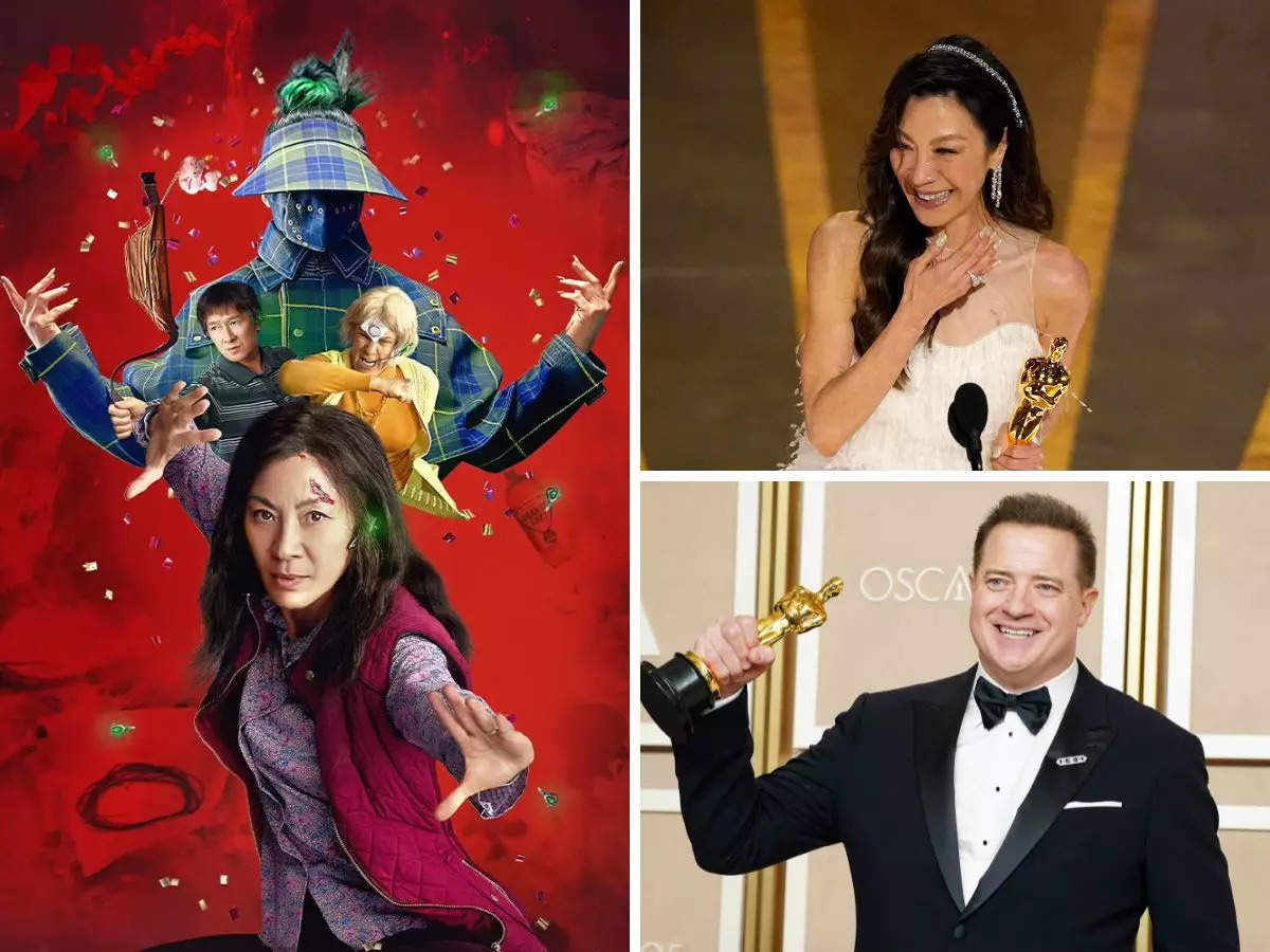 Oscars 2023: Oscars 2023 Highlights: 'Everything Everywhere' bags 7 titles, Michelle Yeoh 1st Asian to win Best Actress Fraser wins Best Actor - The Economic Times
