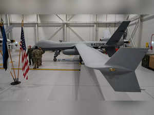 FILE PHOTO: A U.S. Air Force MQ-9 Reaper drone sits in a hanger at Amari Air Base