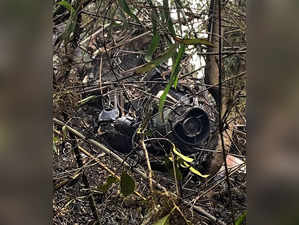 West Kameng: Wreckage of the Cheetah helicopter of the Indian Army which crashed...