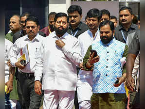 Mumbai: Maharashtra Chief Minister Eknath Shinde arrives at the Vidhan Bhavan du...