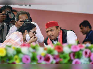 Varanasi: West Bengal Chief Minister Mamata Banerjee and Samajwadi Party Preside...