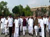 Several opposition leaders hold 'dharna' near Gandhi statue in Parliament house complex