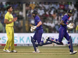 Mumbai: India's Hardik Pandya and KL Rahul run between the wickets during the fi...