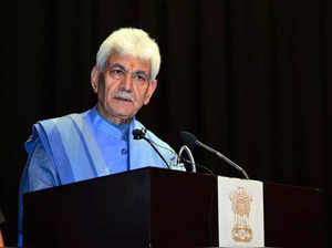 Jammu: Jammu and Kashmir Lt. Governor Manoj Sinha addresses during the inauguration of Chancellor's Trophy 2023, at Jammu University,on Wednesday, March 15, 2023.(Photo:IANS/Twitter)