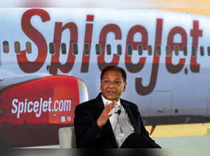 New Delhi: SpiceJet Chairman and Managing Director Ajay Singh speaks during an i...
