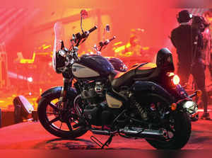 Goa: Royal Enfield's Super Meteor 650 bike during its unveiling at the Rider Man...