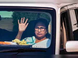 Kolkata: West Bengal Chief Minister Mamata Banerjee leaves after presentation of...